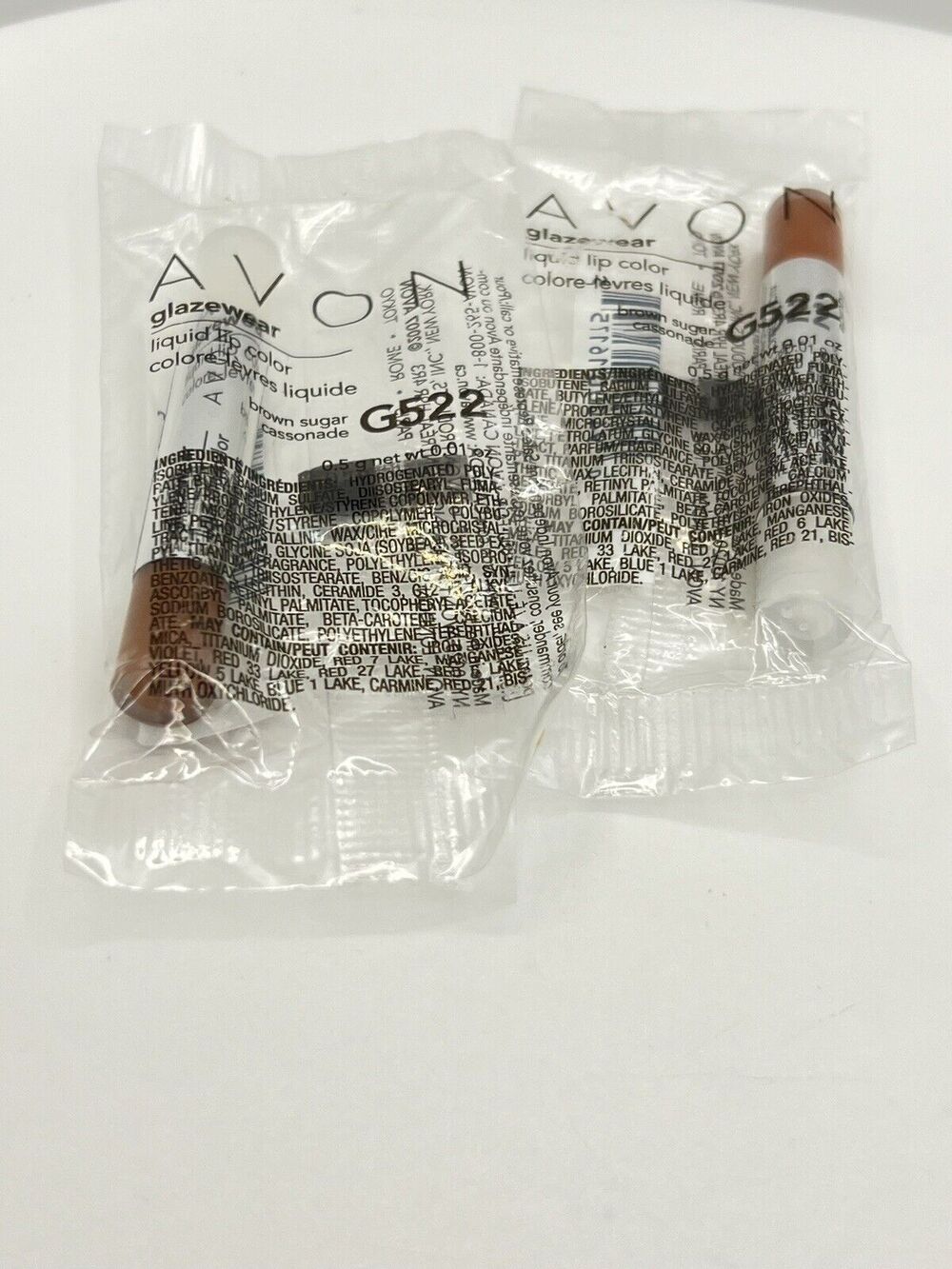 2 ~ Avon ~ Glazewear Lipstick Brown Sugar Samples ~ Sealed